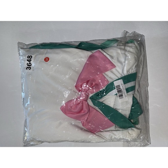 Women's Sailor School Girl Cosplay Costume Set Green White Pink Bow Sz 2XL - Picture 11 of 11